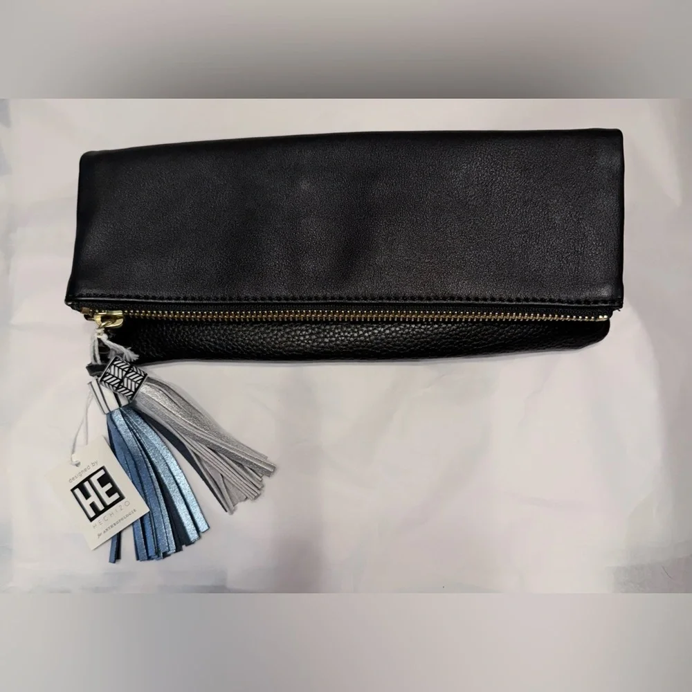 Anthropologie Vegan Black Clutch Ceramic Tassels Hechizo for Anthropologie